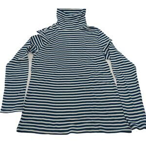 Charter Club M Pima Cotton Blue White Stripe Turtleneck